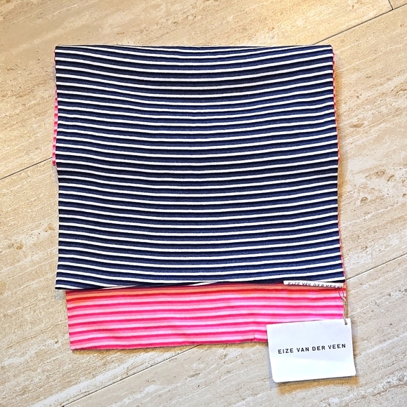Eize Van Der Veen Accessories - NWT Eize Van Der Veen Multi-Colored Striped Patchwork Tricot Oversized Shawl
